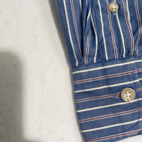 Kenneth Gordon KSG Button Down Shirt Men's Large Cotton Blue Stripe Made In USA - Picture 4 of 12